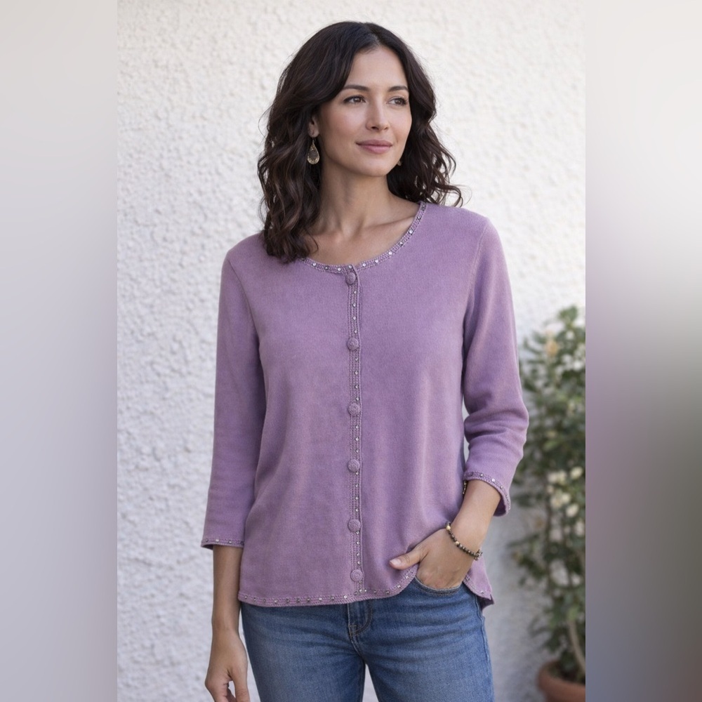 Vtg Michael Simon Women's Lavander Purple Sweater Knitted Size M Clean Girl
